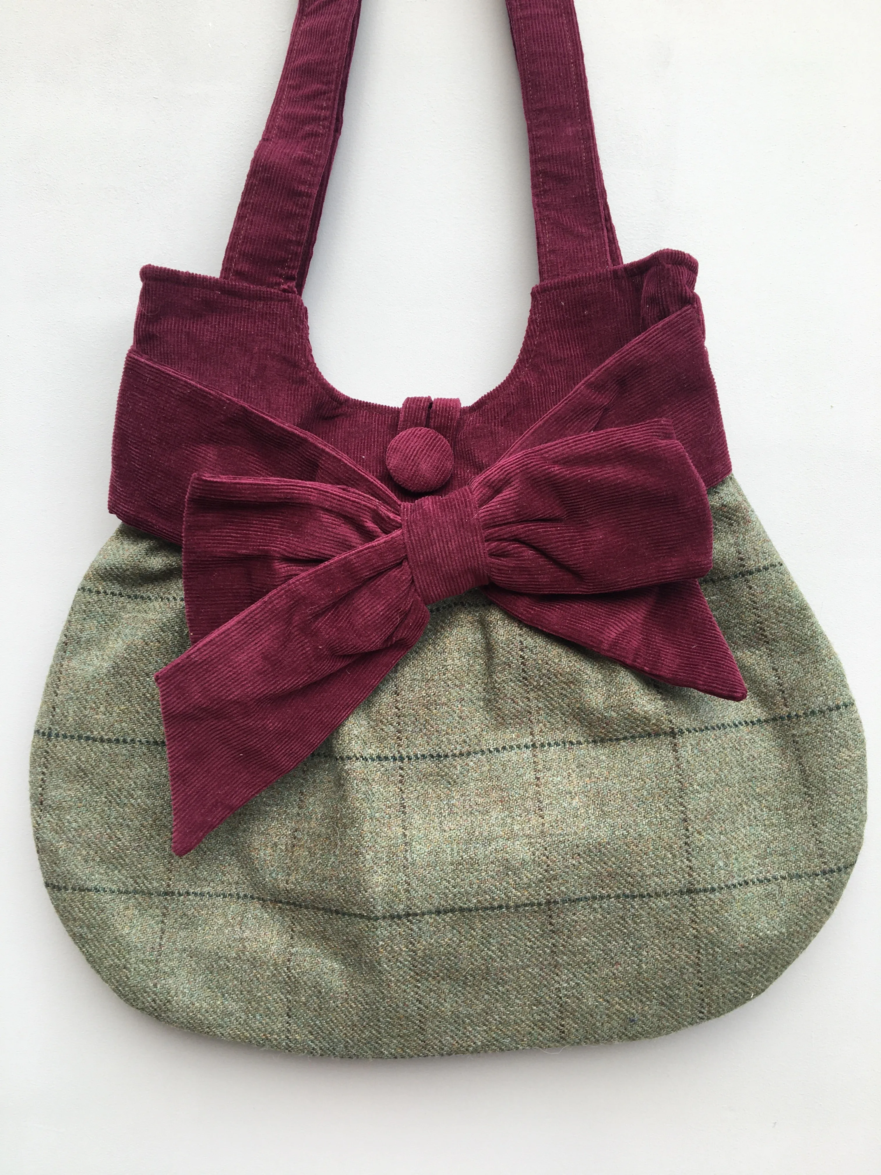 GRACIE Green Tweed Bow Bag
