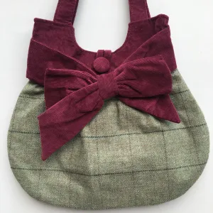 GRACIE Green Tweed Bow Bag