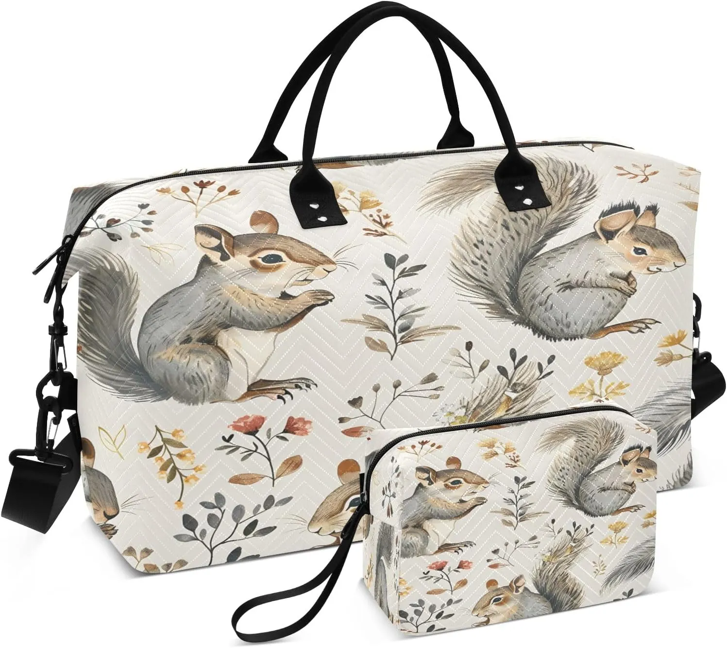 Gray Squirrel A Travel Duffel Bags with Toiletry Bag for Travel Gym Yoga Weekender Bag
