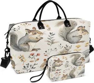 Gray Squirrel A Travel Duffel Bags with Toiletry Bag for Travel Gym Yoga Weekender Bag