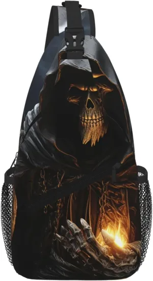 Grim Reaper Sling Bag For Women Men Travel Hiking Backpack Crossbody Shoulder Chest Bags Casual Daypack