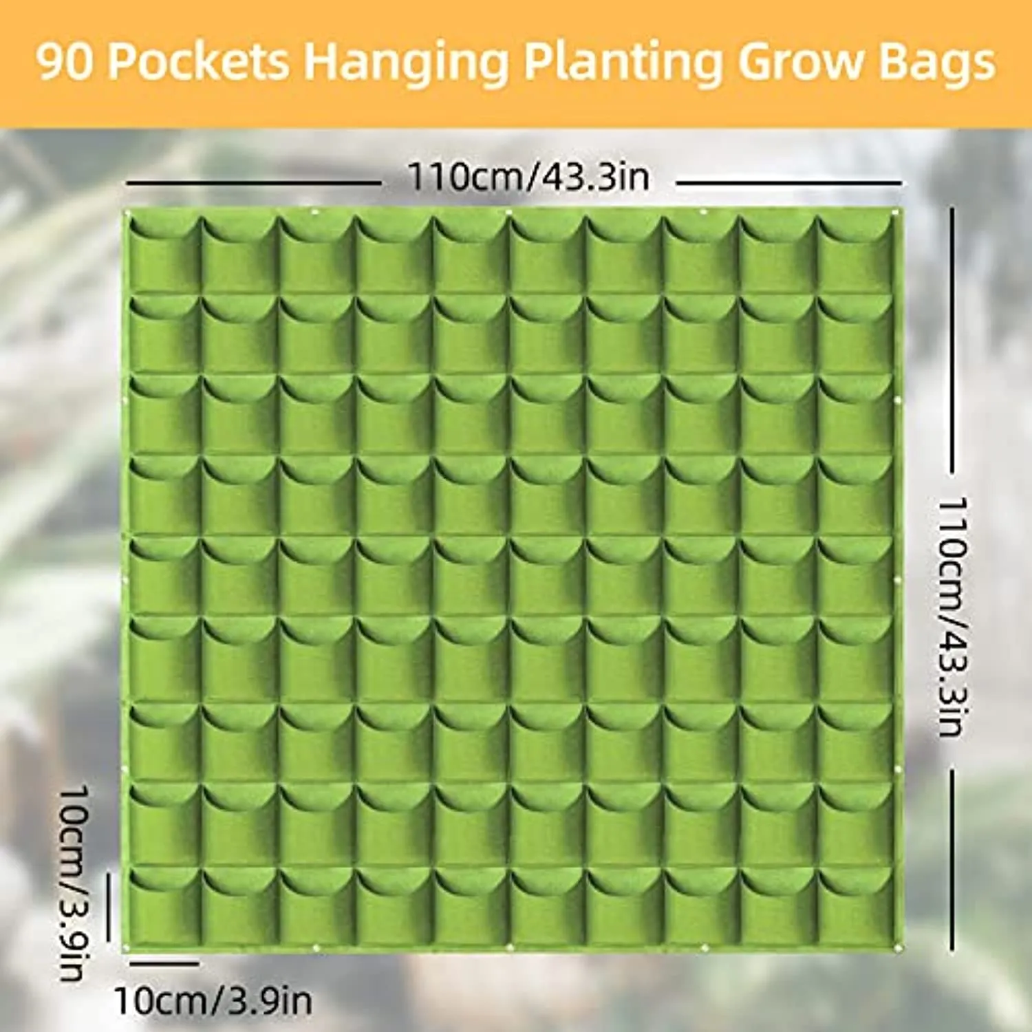 GrowGreen Hanging Planting Grow Bags, 90 Pockets Hanging Vertical Garden Wall Planter Greening Planting Bag Flower Planting Container Wall