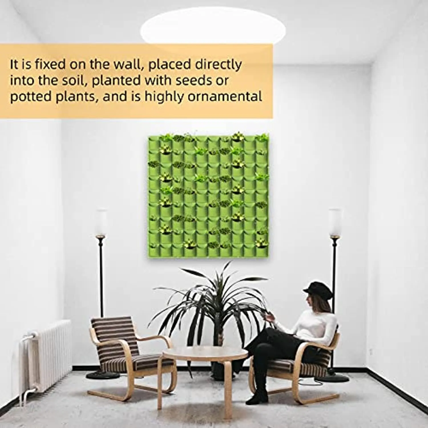 GrowGreen Hanging Planting Grow Bags, 90 Pockets Hanging Vertical Garden Wall Planter Greening Planting Bag Flower Planting Container Wall
