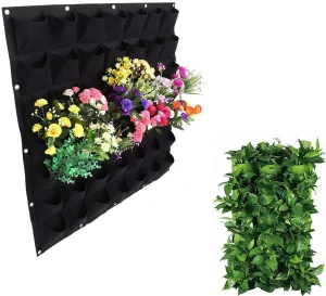 GrowGreen Hanging Planting Grow Bags, 90 Pockets Hanging Vertical Garden Wall Planter Greening Planting Bag Flower Planting Container Wall