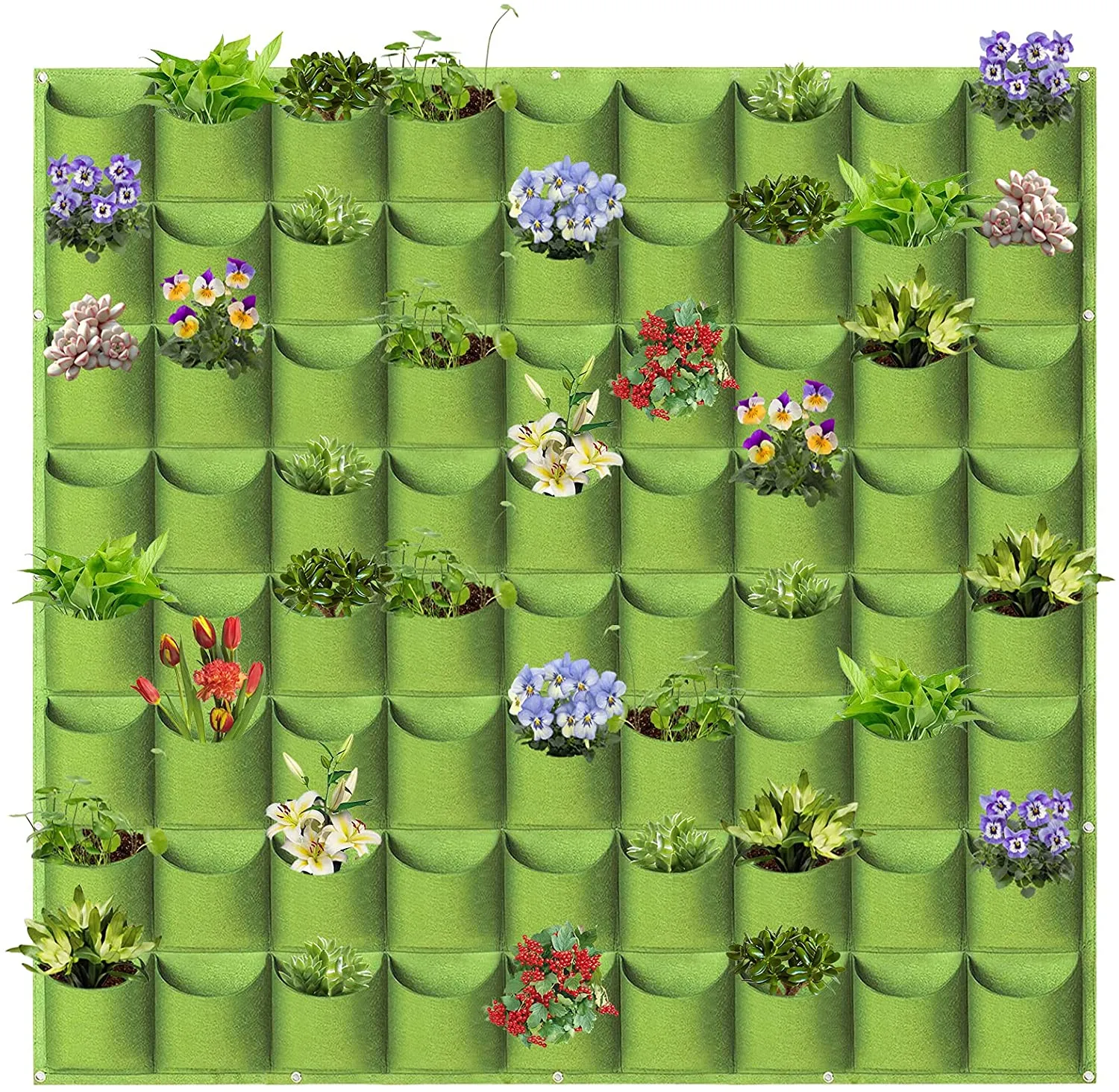 GrowGreen Hanging Planting Grow Bags, 90 Pockets Hanging Vertical Garden Wall Planter Greening Planting Bag Flower Planting Container Wall