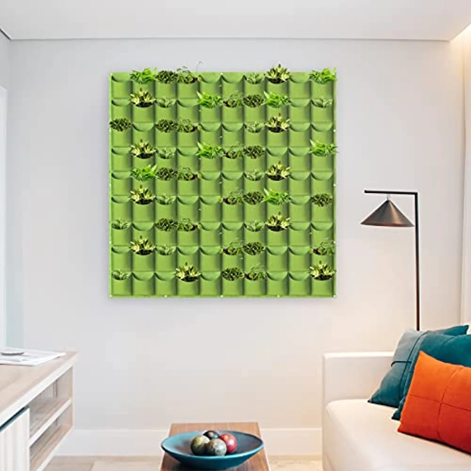 GrowGreen Hanging Planting Grow Bags, 90 Pockets Hanging Vertical Garden Wall Planter Greening Planting Bag Flower Planting Container Wall