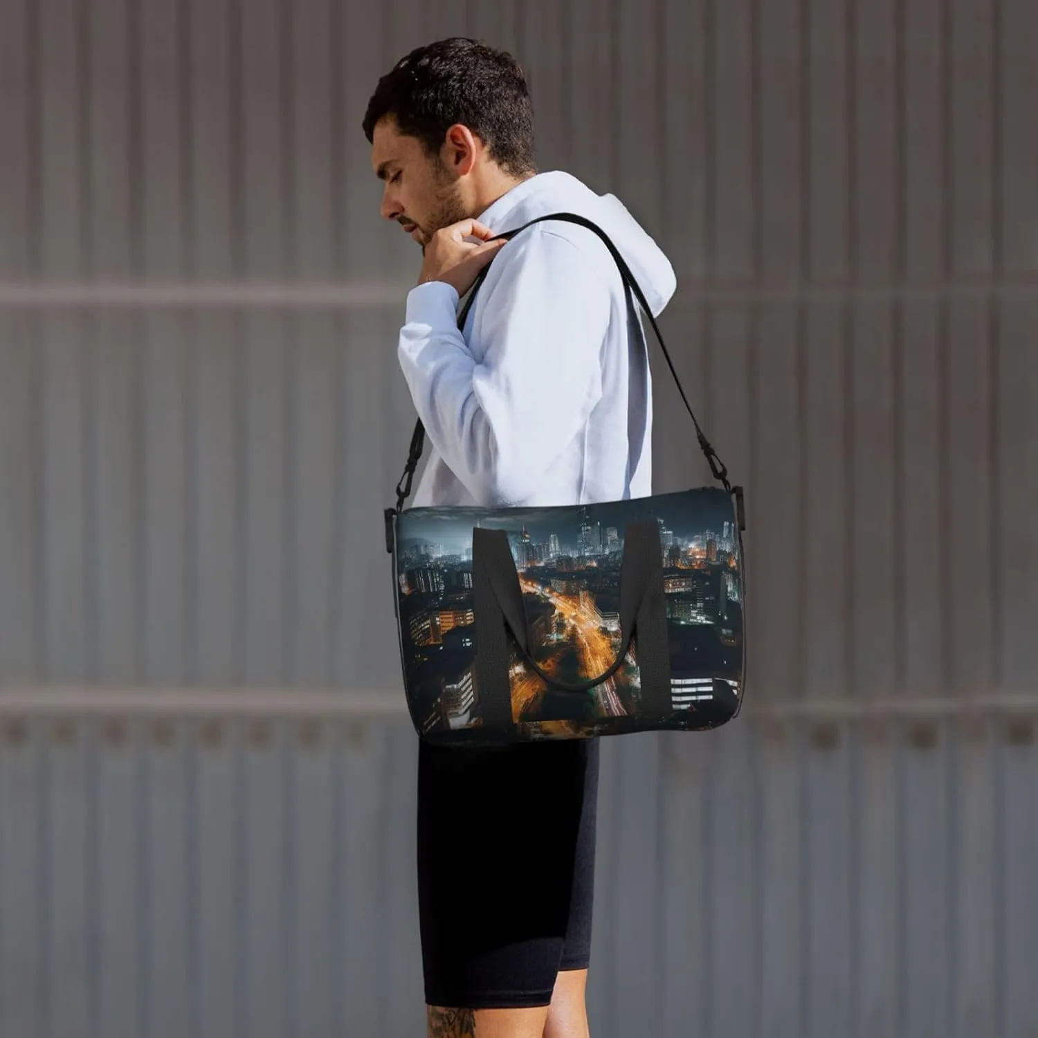 Gym Bag City night view Duffel Bag for Men Women Travel Overnight Bag with Shoe Compartment Workout Bags