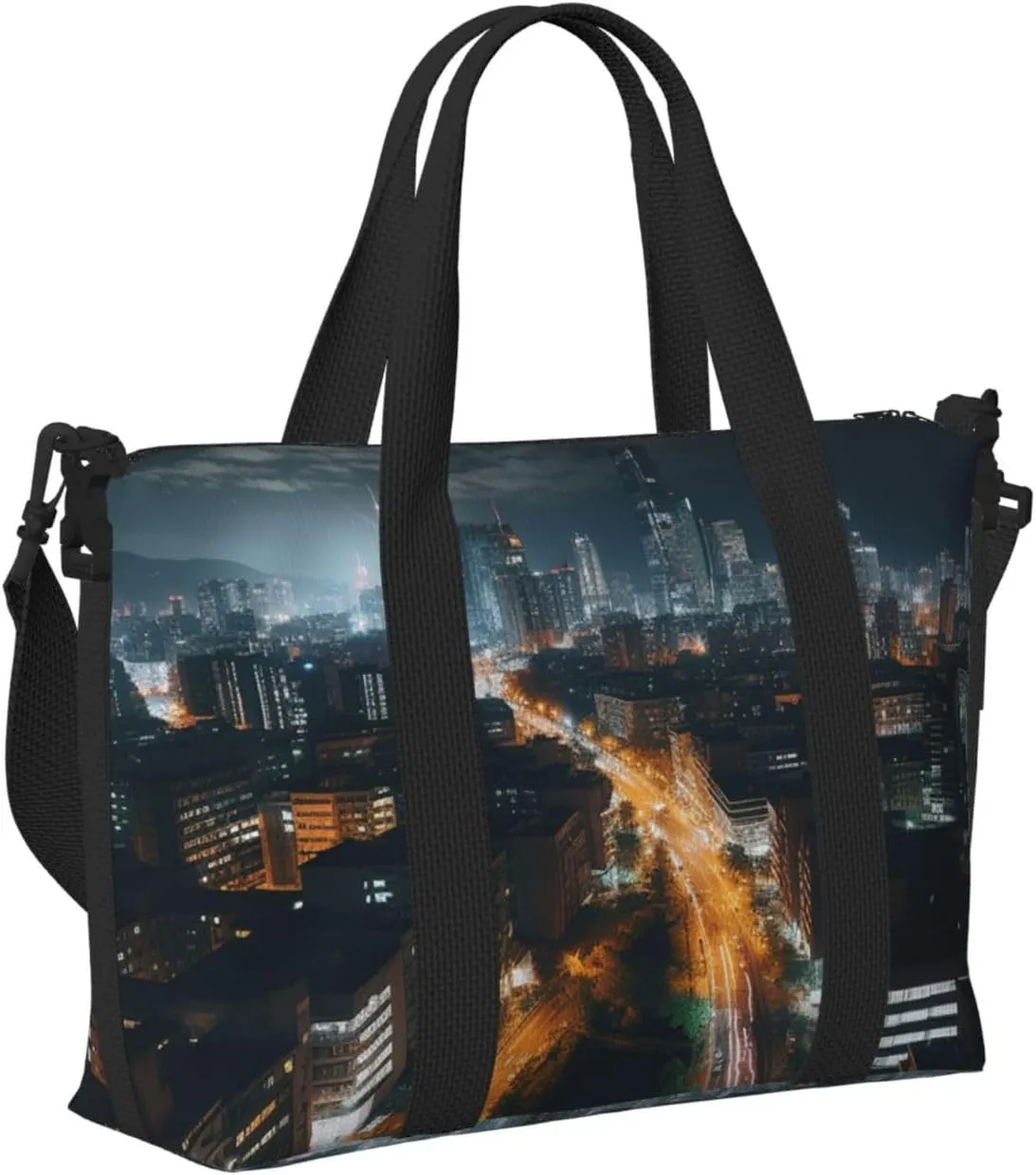 Gym Bag City night view Duffel Bag for Men Women Travel Overnight Bag with Shoe Compartment Workout Bags