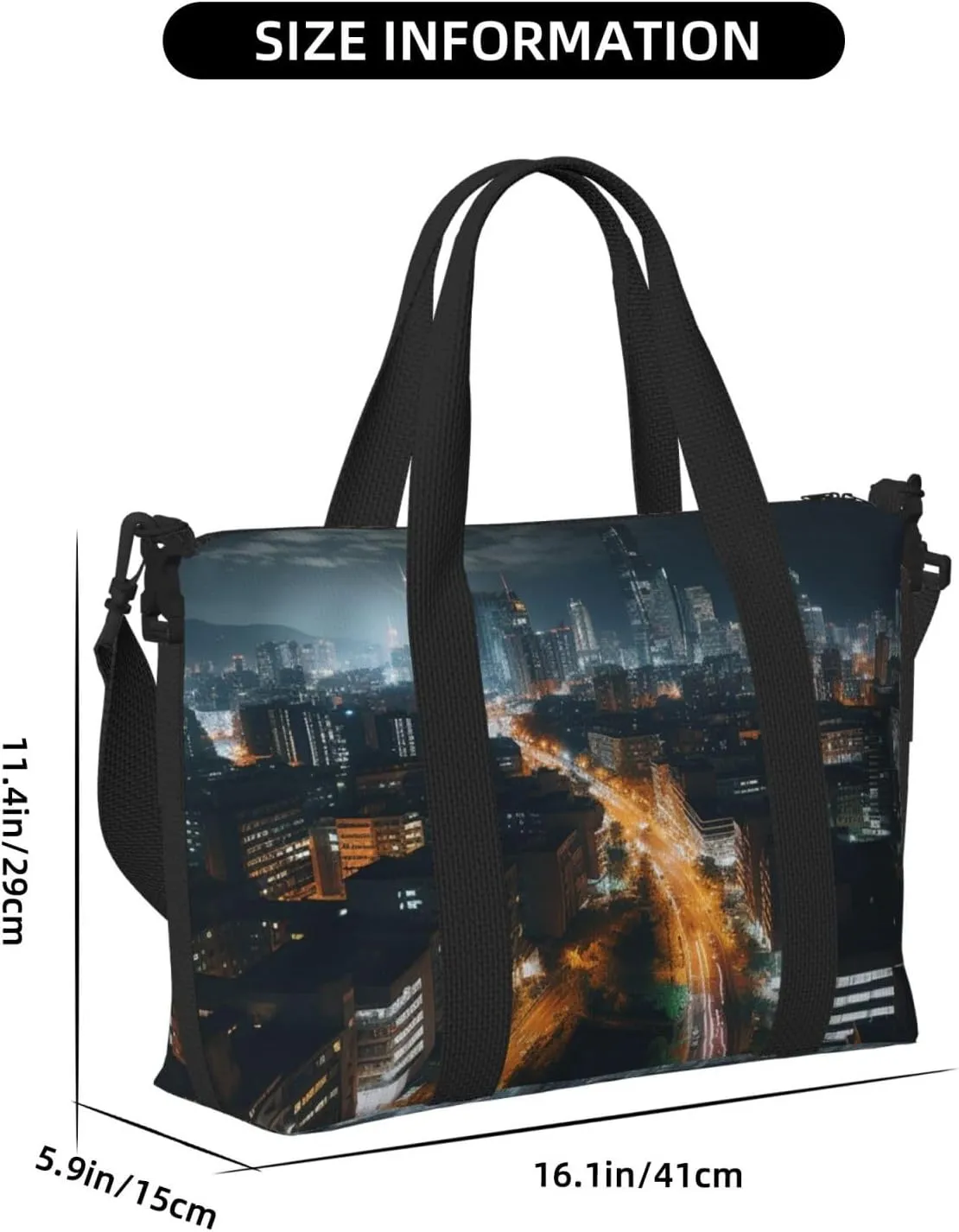 Gym Bag City night view Duffel Bag for Men Women Travel Overnight Bag with Shoe Compartment Workout Bags