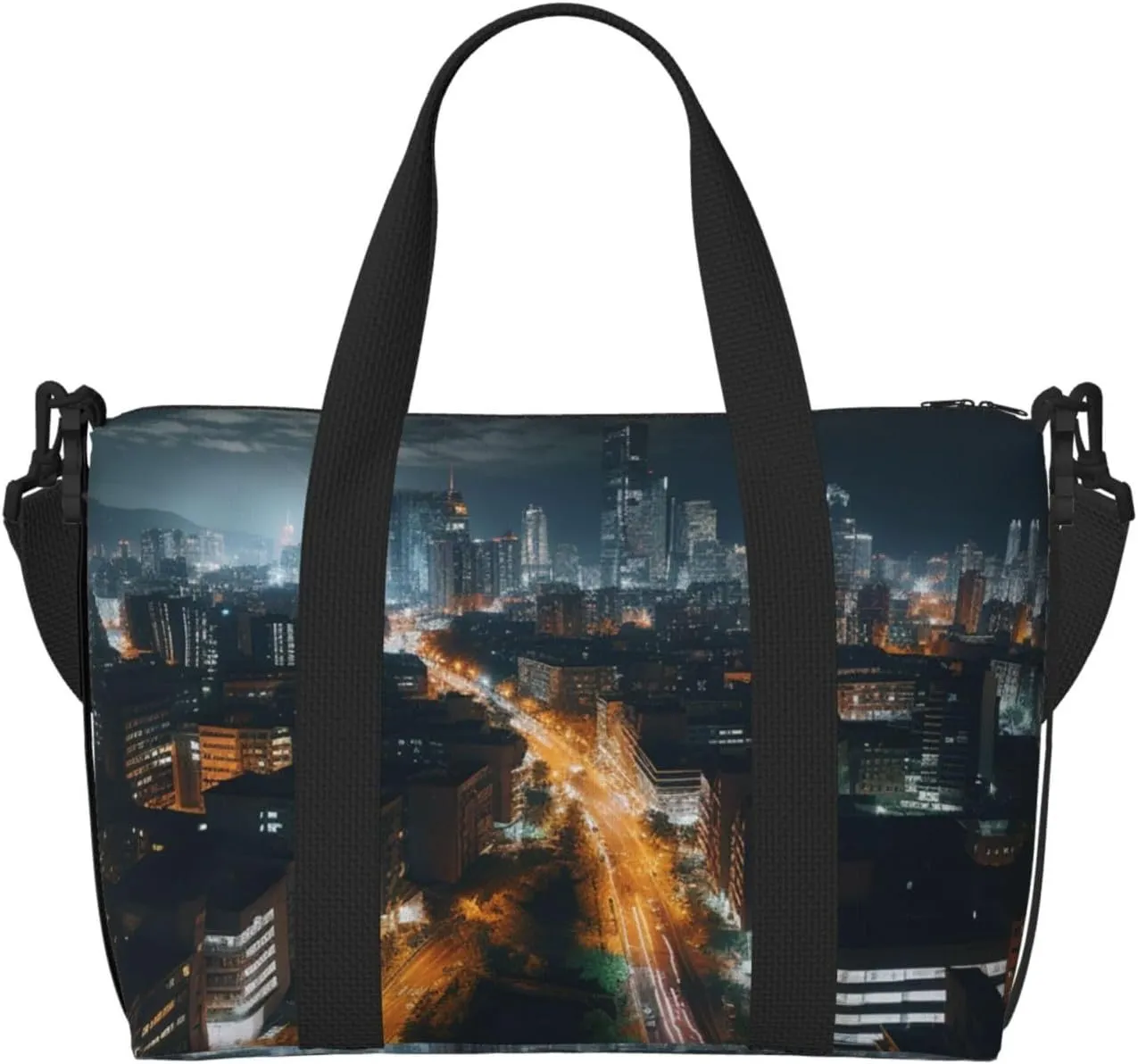 Gym Bag City night view Duffel Bag for Men Women Travel Overnight Bag with Shoe Compartment Workout Bags