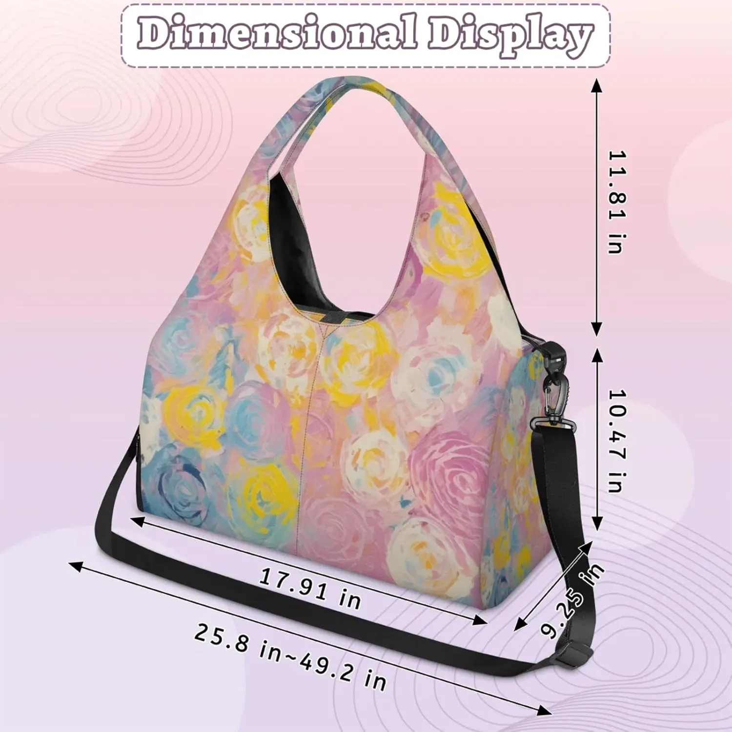 Gym Bag for Women Abstract Floral Flower Duffel Bag with Shoe Compartment and Yoga Mat Holder Portable Weekender Bags Travel Tote Bags