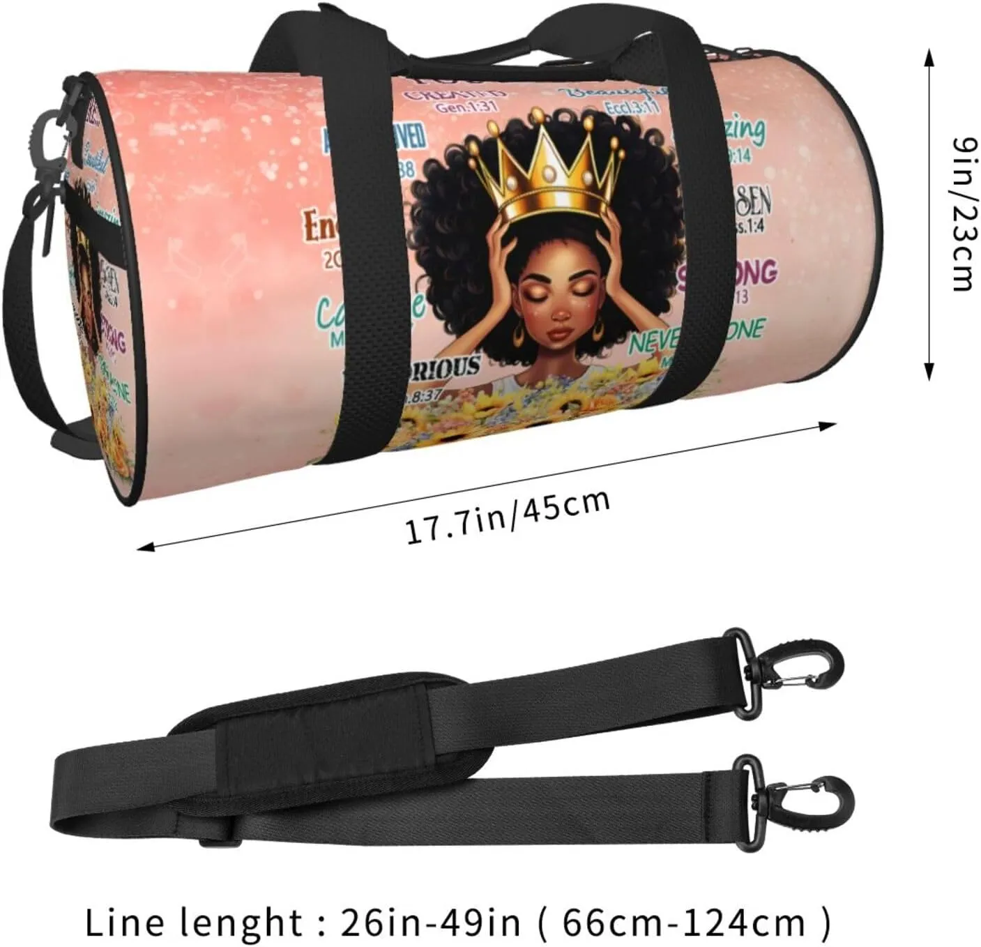 Gym bag for women Duffel Bags African American Afro Woman Sports Dance Bag Travel Luggage Bags for Men Women Weekender Sports Vacation