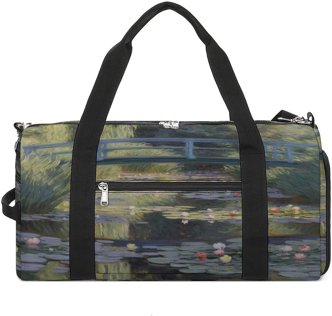 Gym Bag for Women Men,Water Lily Pond Print Gym Bag,reusable Gym Bag,gym Bag with Shoe Compartment