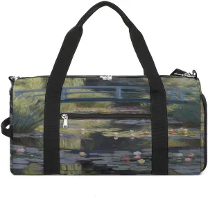 Gym Bag for Women Men,Water Lily Pond Print Gym Bag,reusable Gym Bag,gym Bag with Shoe Compartment