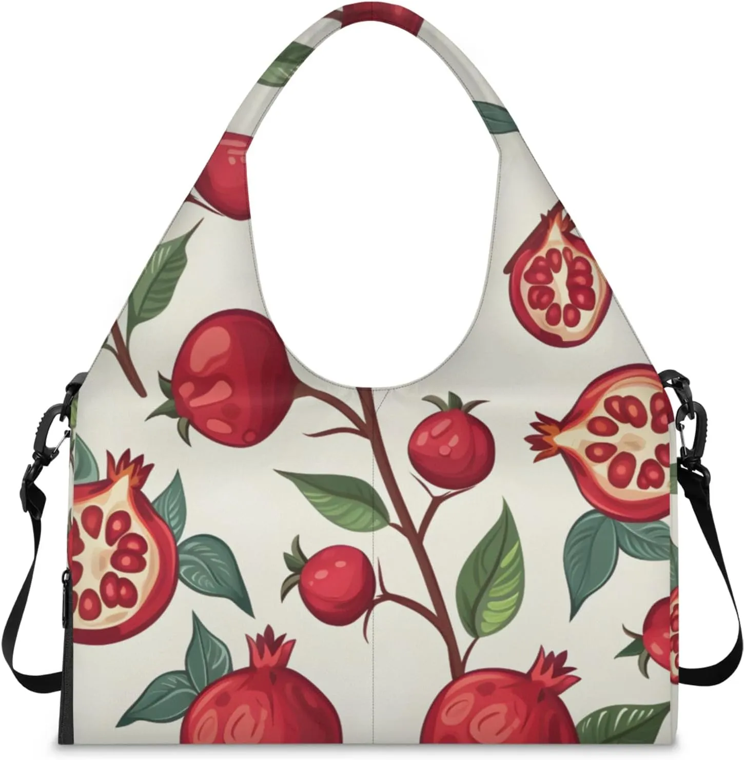 Gym Bag for Women Pomegranates Theme Duffel Bag with Shoe Compartment and Yoga Mat Holder Portable Weekender Bags Travel Tote Bags