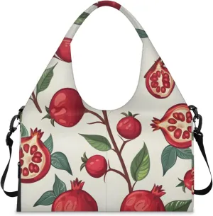 Gym Bag for Women Pomegranates Theme Duffel Bag with Shoe Compartment and Yoga Mat Holder Portable Weekender Bags Travel Tote Bags