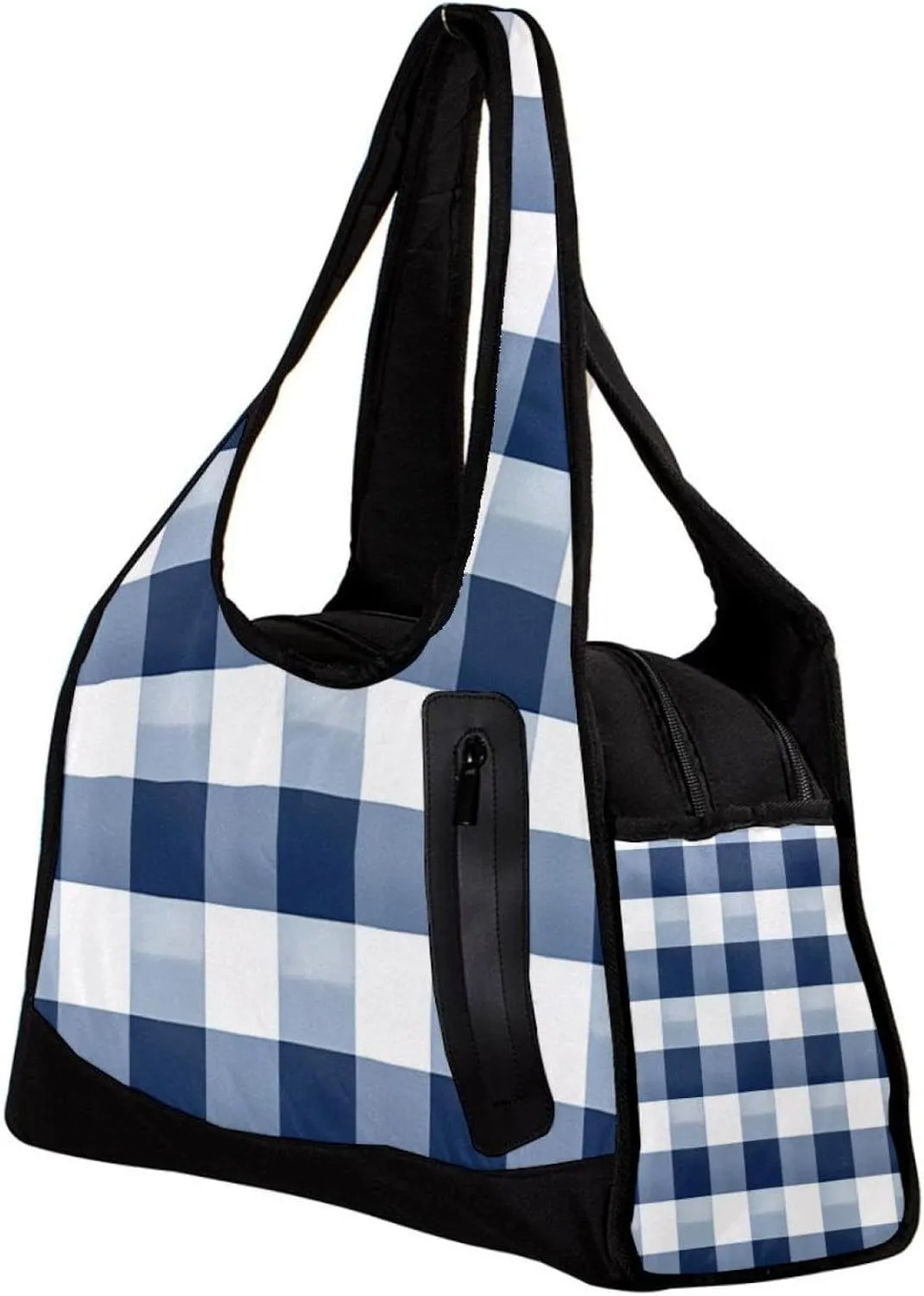 Gym Bags for Men,Travel Duffel Bags for Women,Blue White Plaid,Workout Bag