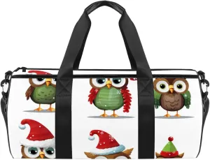 Gym Bags for Men,Travel Duffel Bags for Women,Cartoon Christmas Themed Owls,Workout Bag