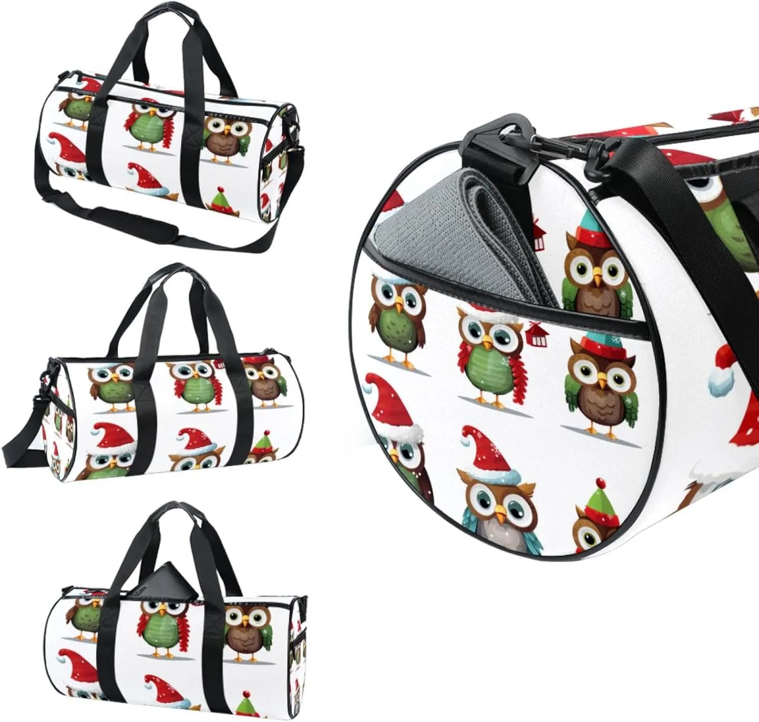 Gym Bags for Men,Travel Duffel Bags for Women,Cartoon Christmas Themed Owls,Workout Bag