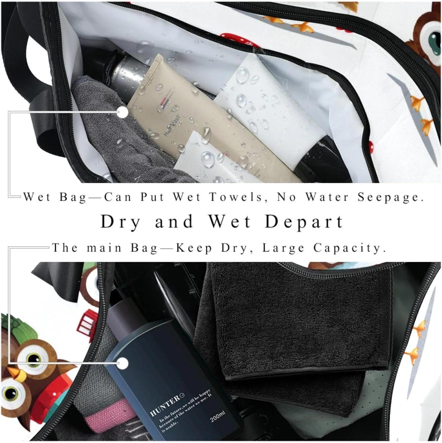 Gym Bags for Men,Travel Duffel Bags for Women,Cartoon Christmas Themed Owls,Workout Bag