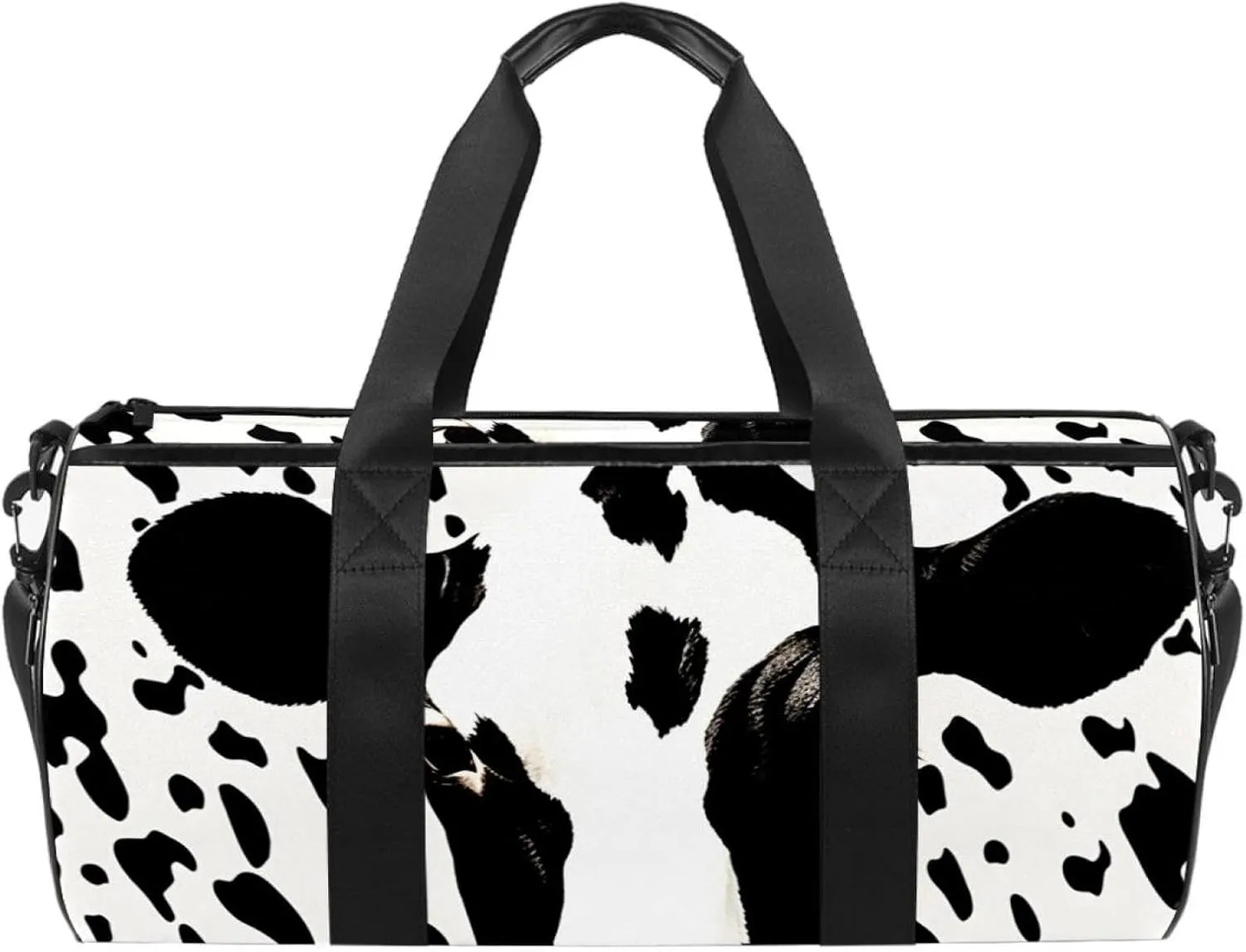 Gym Bags for Men,Travel Duffel Bags for Women,Cow Print White Black,Workout Bag