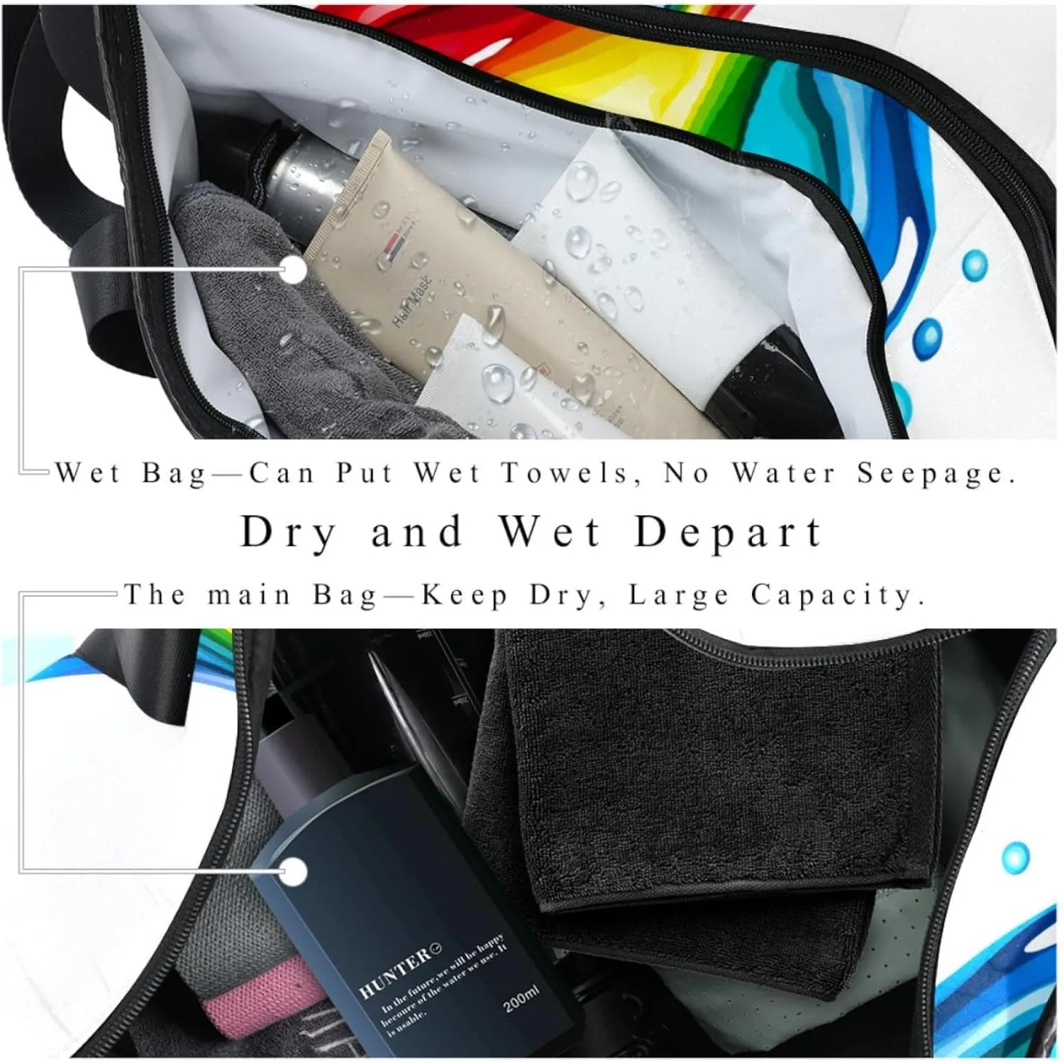 Gym Bags for Men,Travel Duffel Bags for Women,Drop and Rainbow,Workout Bag