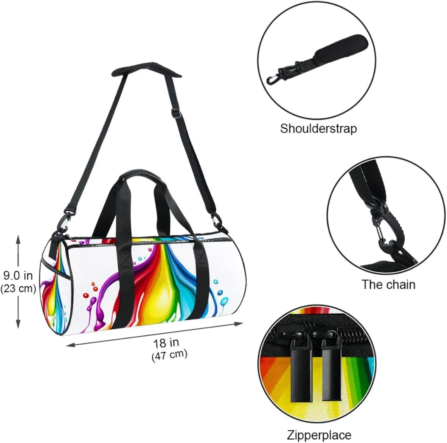 Gym Bags for Men,Travel Duffel Bags for Women,Drop and Rainbow,Workout Bag