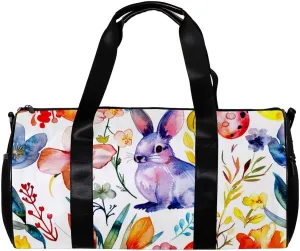 Gym Bags for Men,Travel Duffel Bags for Women,Easter Bunny Eggs Butterflies Floral,Workout Bag