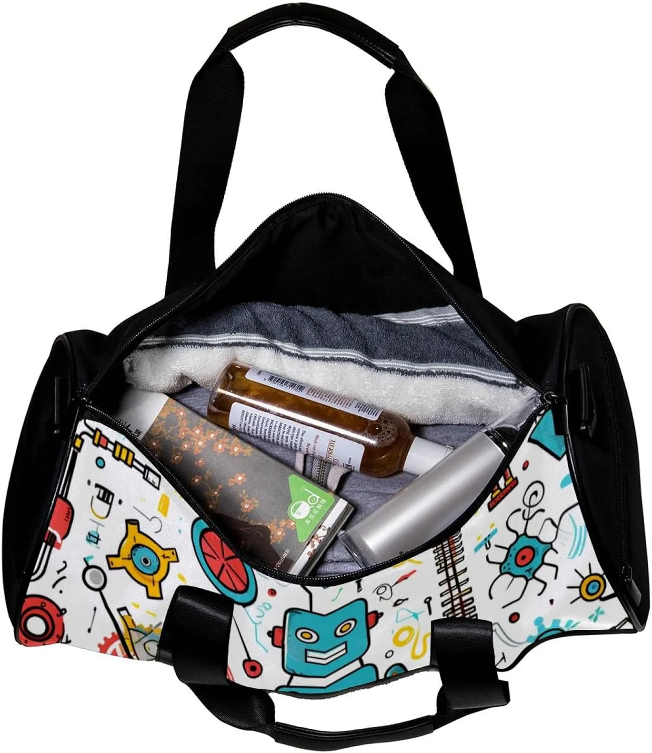 Gym Bags for Men,Travel Duffel Bags for Women,Science and Funny Robots,Workout Bag