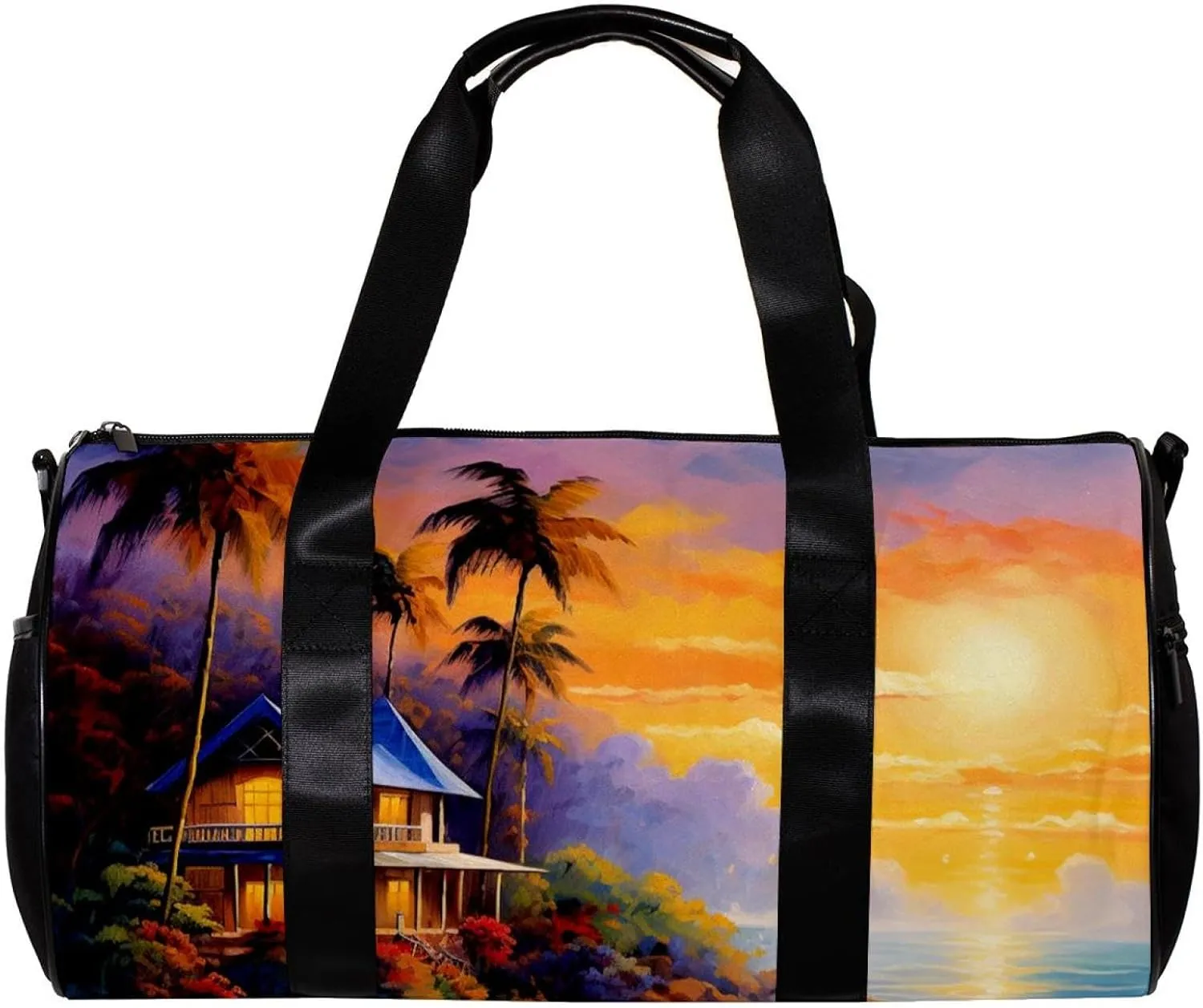 Gym Bags for Men,Travel Duffel Bags for Women,Sea Coast Tropical Tree,Workout Bag