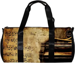 Gym Bags for Men,Travel Duffel Bags for Women,Vintage Musical Note Piano,Workout Bag