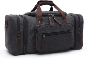 Gym Bags Men Hand Bag Large Capacity Luggage Travel Duffle Bags Canvas Travel Bags Weekend Shoulder Bags Multifunction Outdoor Duffel Bag (Color : Dark Grey) (Black)