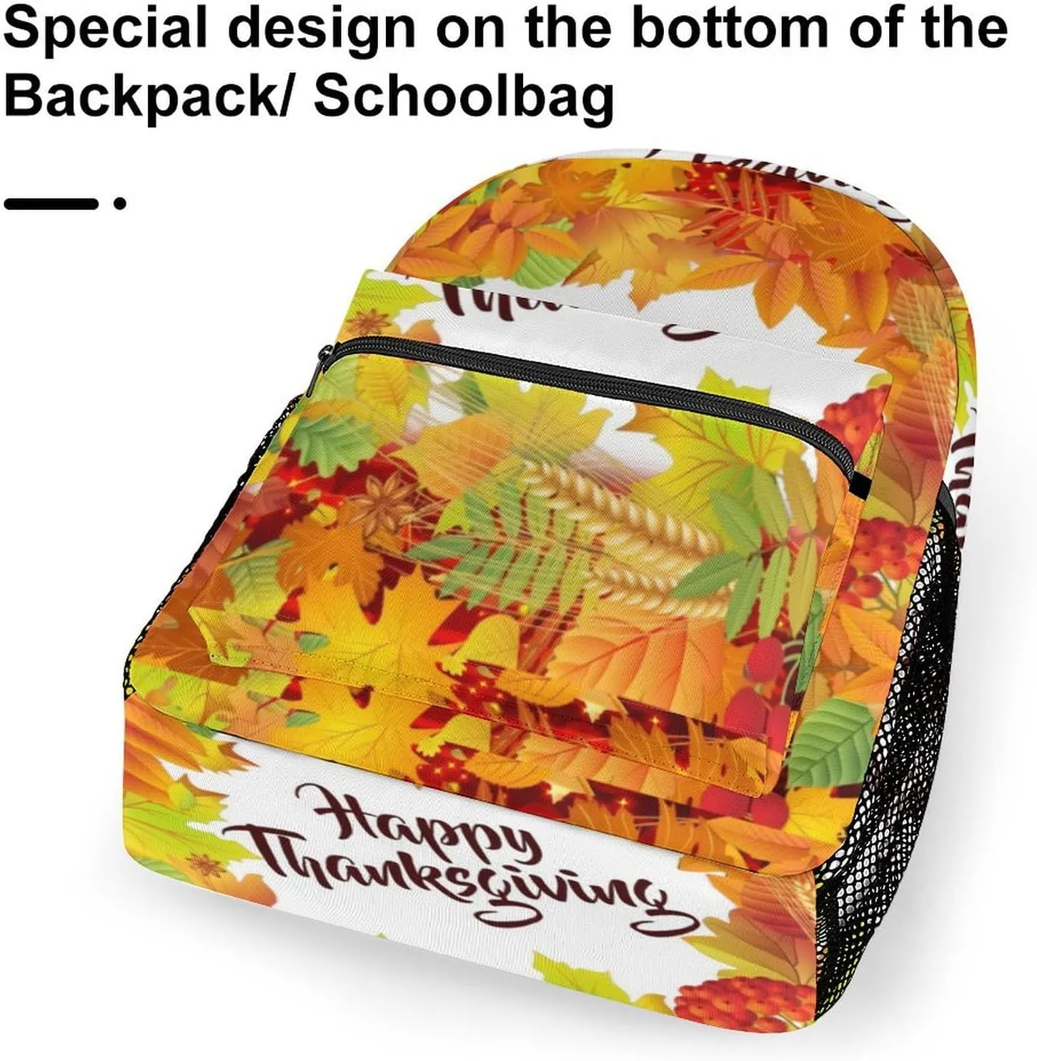 Happy Thanksgiving Foliage Backpack with Large Capacity Versatile for Daily Use Suitable for Unisex