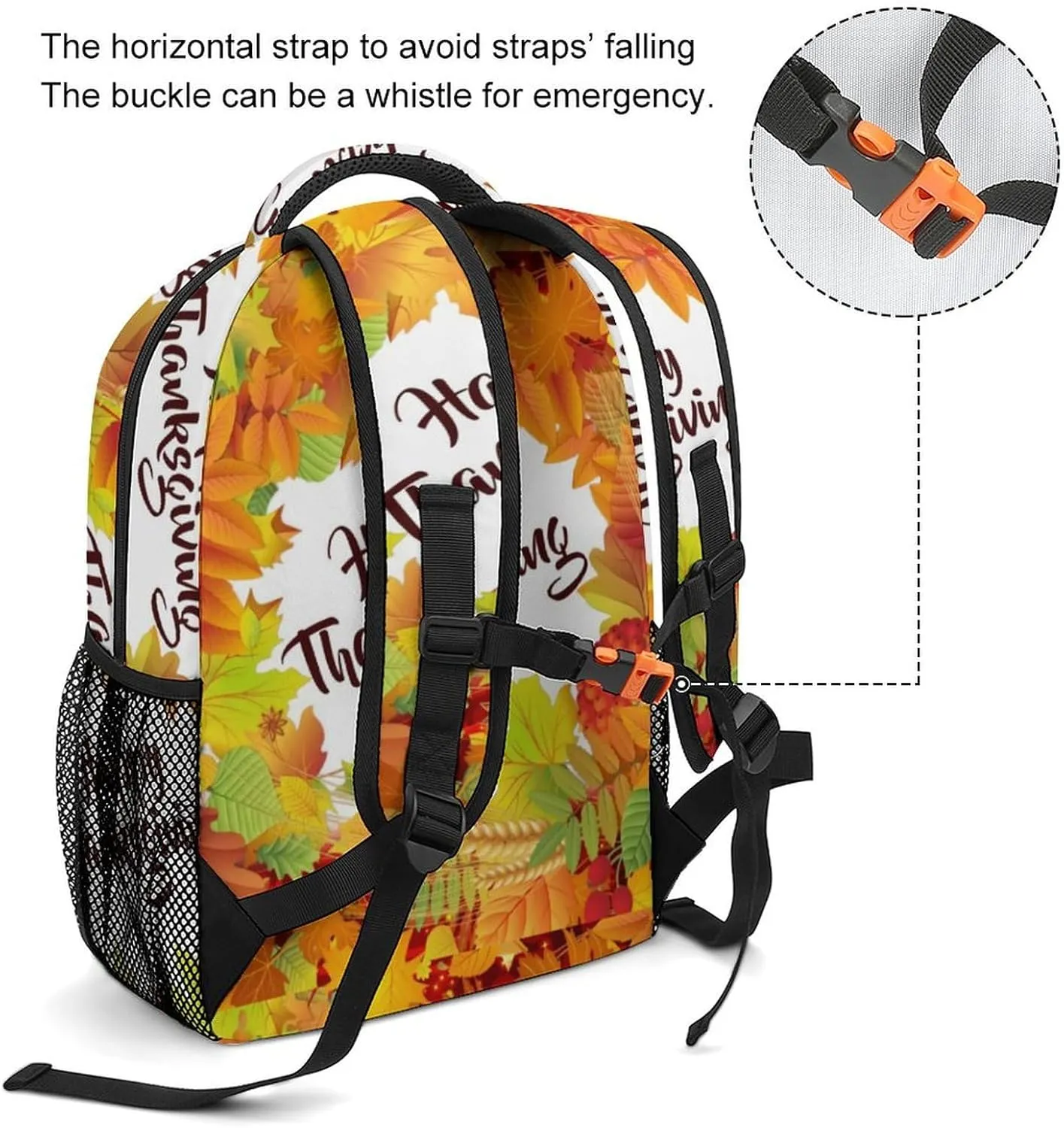 Happy Thanksgiving Foliage Backpack with Large Capacity Versatile for Daily Use Suitable for Unisex