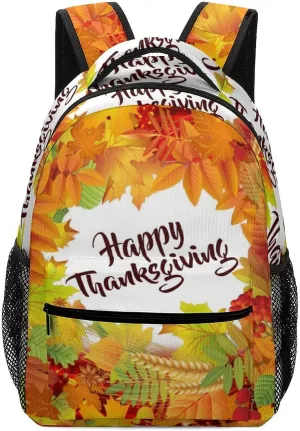 Happy Thanksgiving Foliage Backpack with Large Capacity Versatile for Daily Use Suitable for Unisex