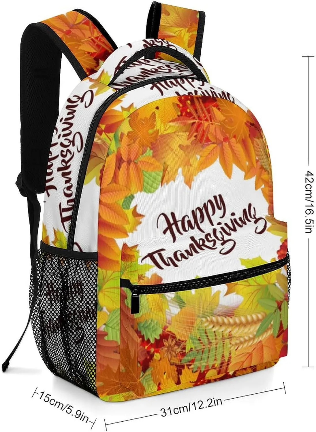 Happy Thanksgiving Foliage Backpack with Large Capacity Versatile for Daily Use Suitable for Unisex