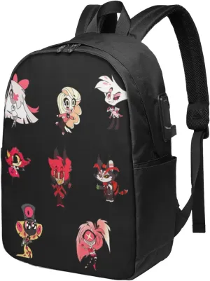 Hazbin Comedy Hotel Laptop Backpack Gym Bags Work Rucksack Stylish Travel Bags Unisex Adult Casual Daypack for Office Notebook Bag with Usb Charging Port