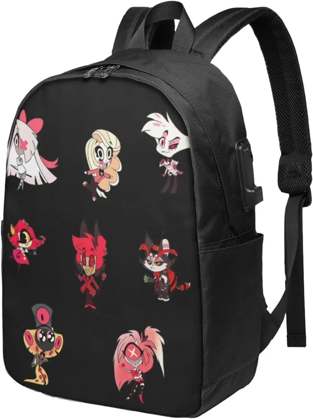 Hazbin Comedy Hotel Laptop Backpack Gym Bags Work Rucksack Stylish Travel Bags Unisex Adult Casual Daypack for Office Notebook Bag with Usb Charging Port