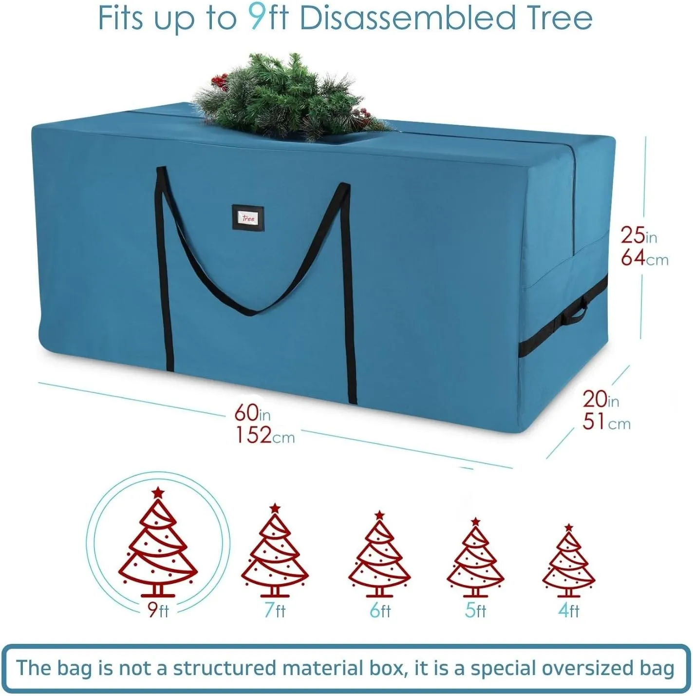 Hearth & Harbor Christmas Tree Storage Bag – Waterproof Christmas Tree Storage Box – Waterproof Christmas Tree Bag With Reinforced Handles & Dual Zipper – 600D Oxford – 9 ft with Wheels – Pack of 2
