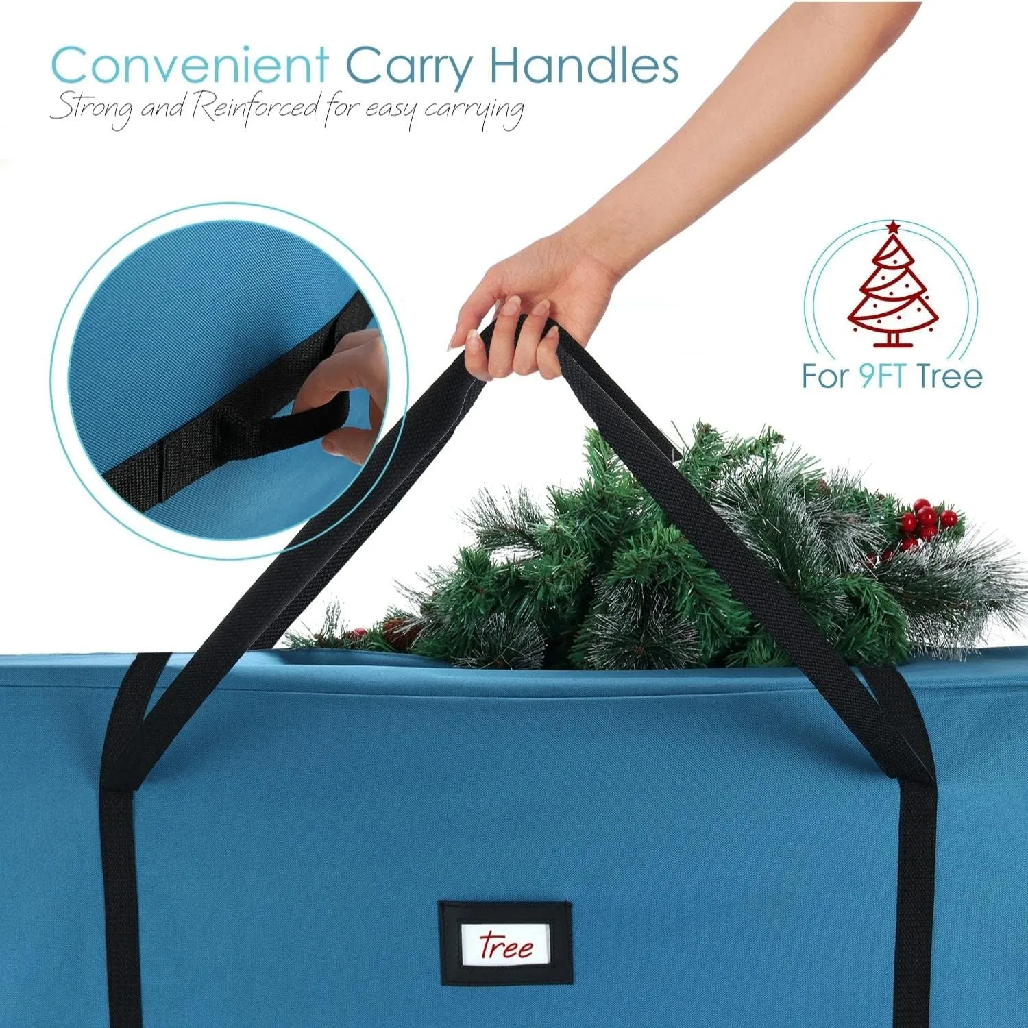 Hearth & Harbor Christmas Tree Storage Bag – Waterproof Christmas Tree Storage Box – Waterproof Christmas Tree Bag With Reinforced Handles & Dual Zipper – 600D Oxford – 9 ft with Wheels – Pack of 2