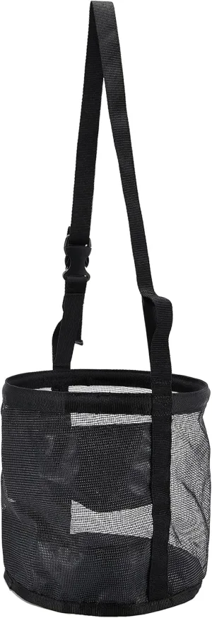 HERSENT Horse Feed Bag - Heavy Duty PVC Mesh, Grazing Muzzle with Adjustable Strap, Durable Snap and Elastic Straps (Medium)