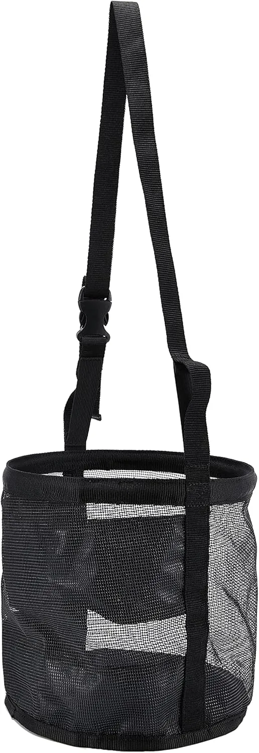 HERSENT Horse Feed Bag - Heavy Duty PVC Mesh, Grazing Muzzle with Adjustable Strap, Durable Snap and Elastic Straps (Medium)