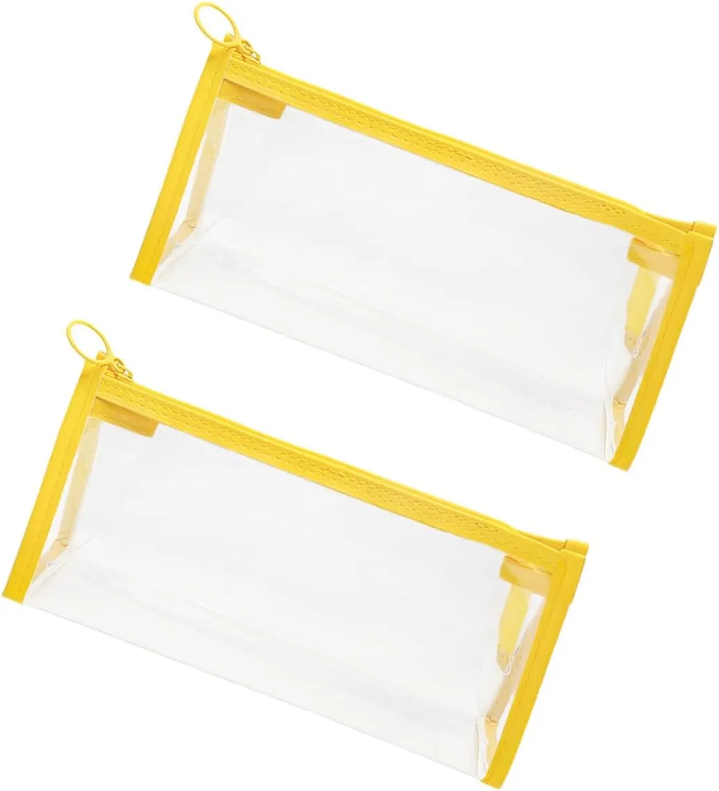 HOMSFOU 2pcs Cosmetic Bag Storage for Students Office Pen Pouch Smooth Touch Random
