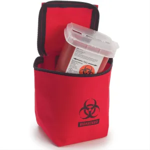 Hopkins Zippered Transport Pouch with 1 Quart Sharps Container 4.25 inches x 6.5 inches x 4.25 inches, Red