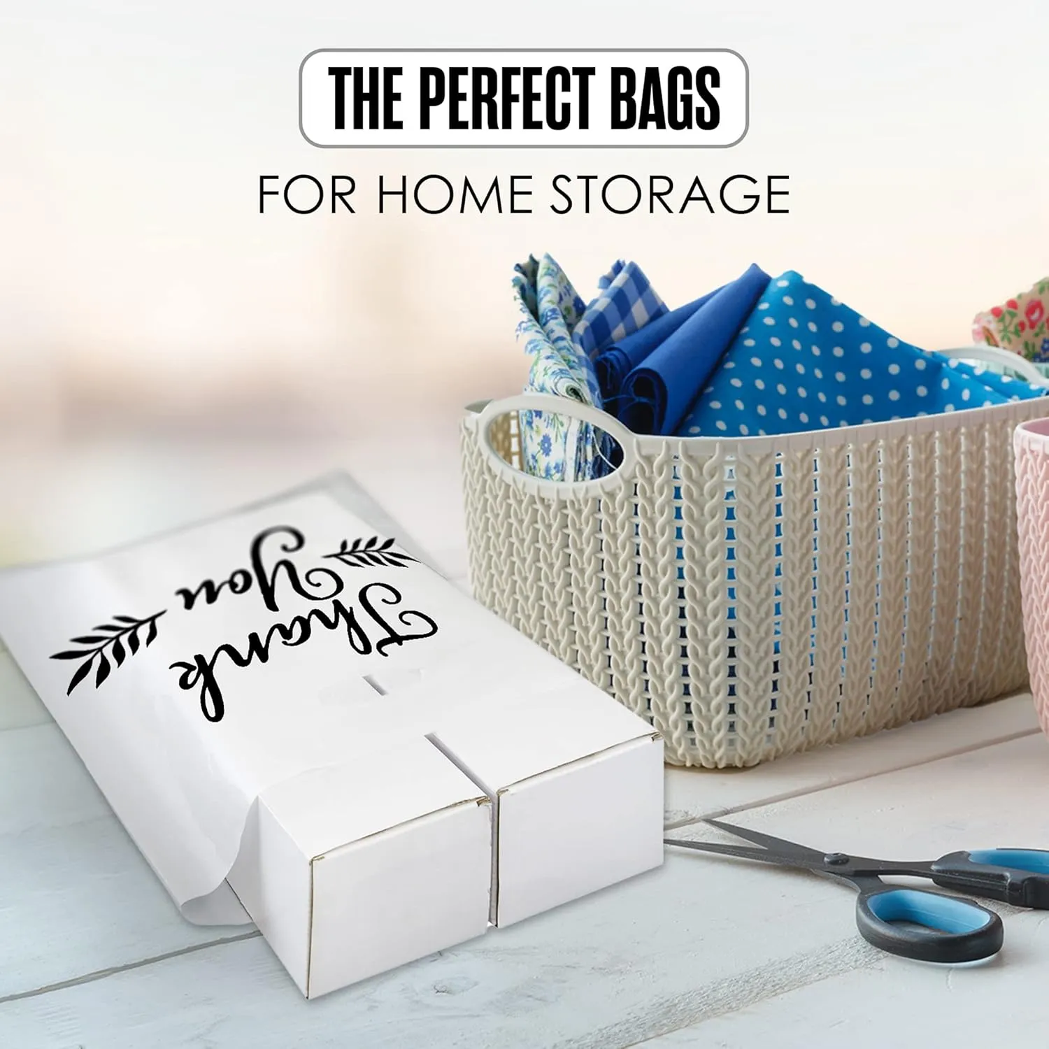 Houseables Thank You Merchandise Bags, Retail Shopping Goodie Bag, 16" x 18", 100 Pk, 1.75 Mil Thick, Black, White, Die Cut Handles, Tear-Resistant, 100% Recyclable, Plastic, Low Density, Glossy