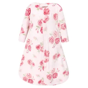 Hudson Baby Unisex Baby Plush Sleeping Bag, Sack, Blanket, Blush Rose Long-Sleeve, 12-18 Months