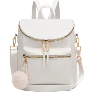 I IHAYNER Women Backpack Purse Fashion Leather Large Designer Travel Bag Ladies Shoulder Bags with Pompom Backpack for College Work