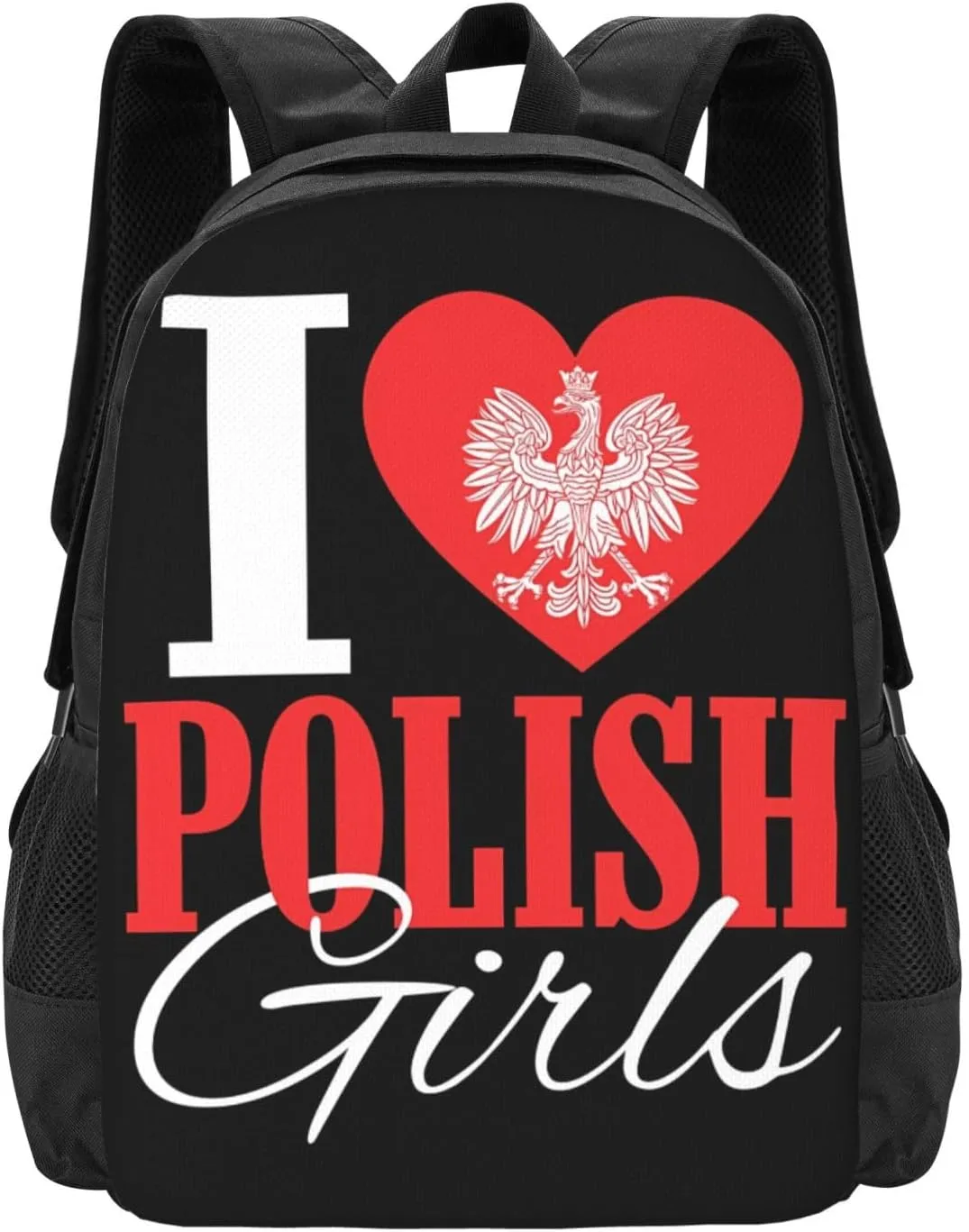 I Love Polish Womens Casual Backpacks Large Capacity Backpack Laptop Rucksack Sport Daypack Commuter Bags with Adjustable Strap for Traveling Camping