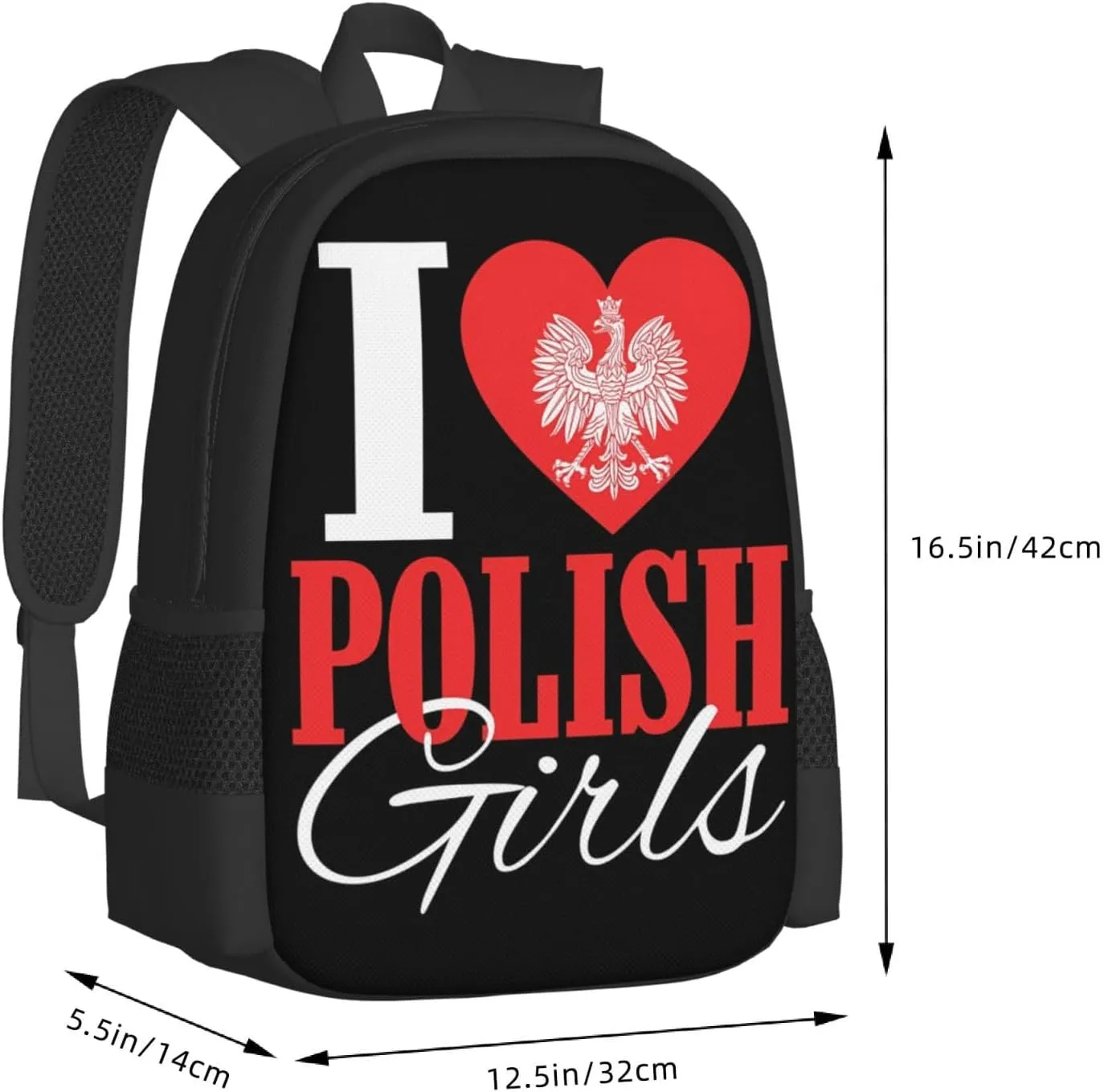 I Love Polish Womens Casual Backpacks Large Capacity Backpack Laptop Rucksack Sport Daypack Commuter Bags with Adjustable Strap for Traveling Camping