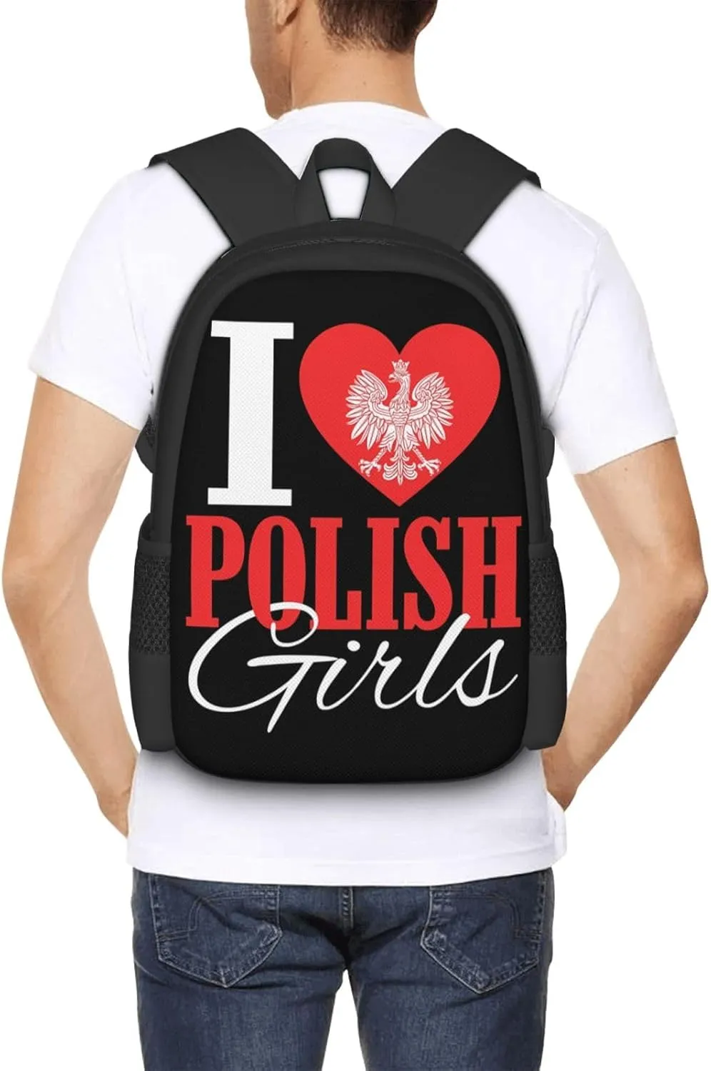 I Love Polish Womens Casual Backpacks Large Capacity Backpack Laptop Rucksack Sport Daypack Commuter Bags with Adjustable Strap for Traveling Camping